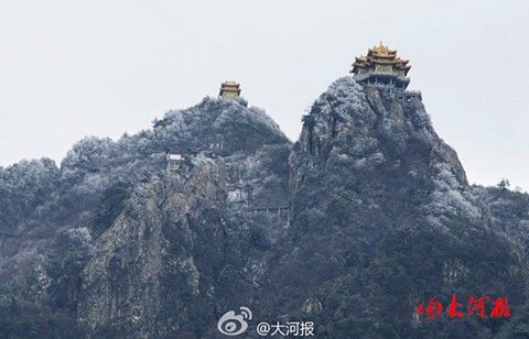 河南老君山迎来降雪。(来源:大河报)