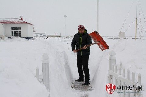 黑龙江抚远积雪超过90厘米。（抚远气象局 供图）
